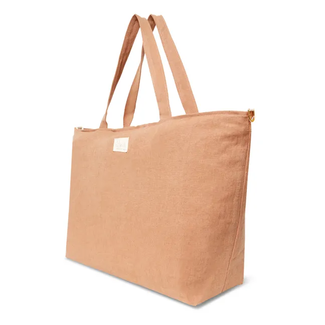 Caroline Bolsa de fin de semana de lino | Terracotta