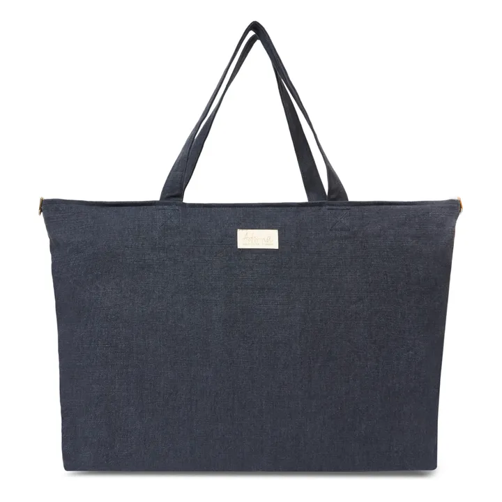 Sac week-end en lin | Bleu marine- Image produit n°0