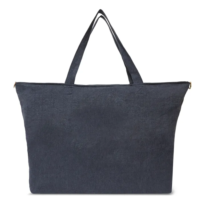 Sac week-end en lin | Bleu marine- Image produit n°4