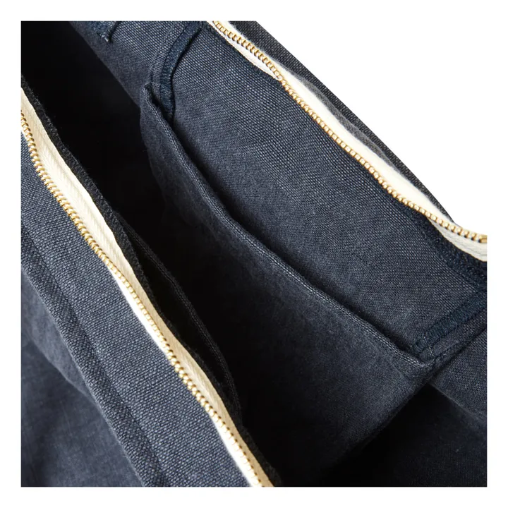 Sac week-end en lin | Bleu marine- Image produit n°6