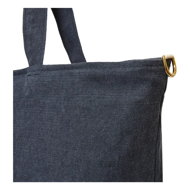 Sac week-end en lin | Bleu marine- Image produit n°8