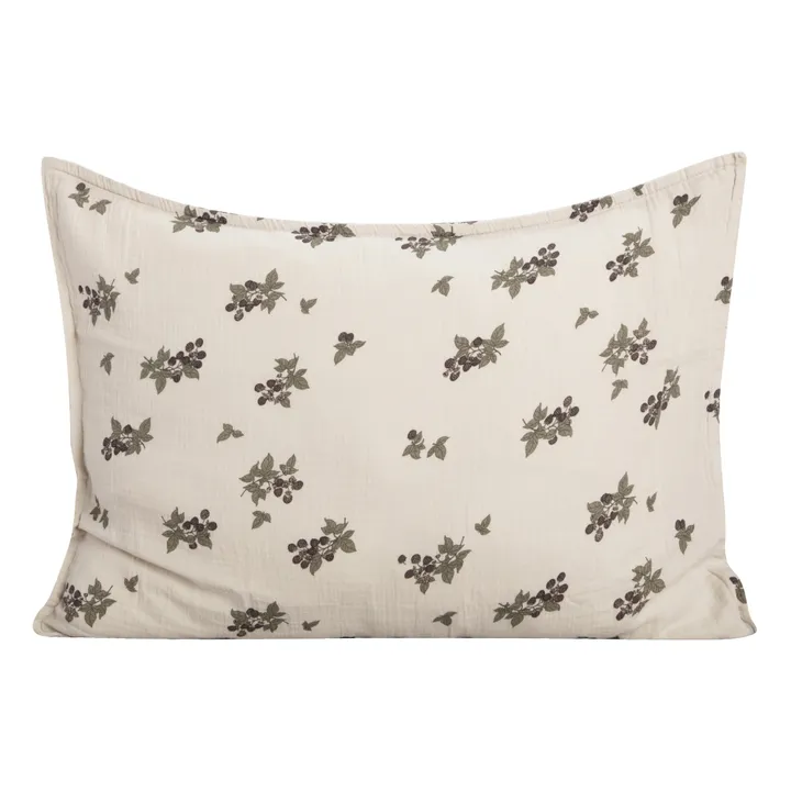 Blackberry Organic Cotton Muslin Pillowcase | Green- Product image n°0
