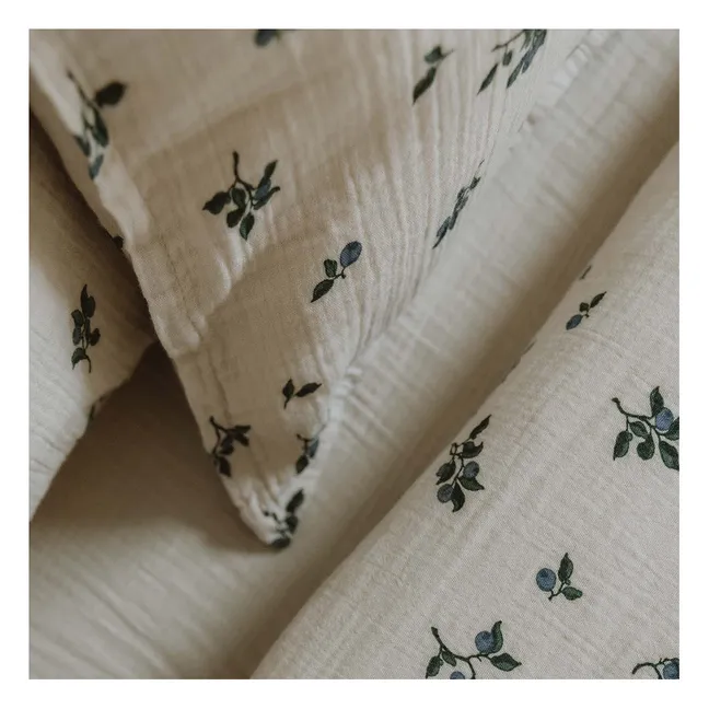 Funda de almohada de muselina de algodón Blueberry | Marfil