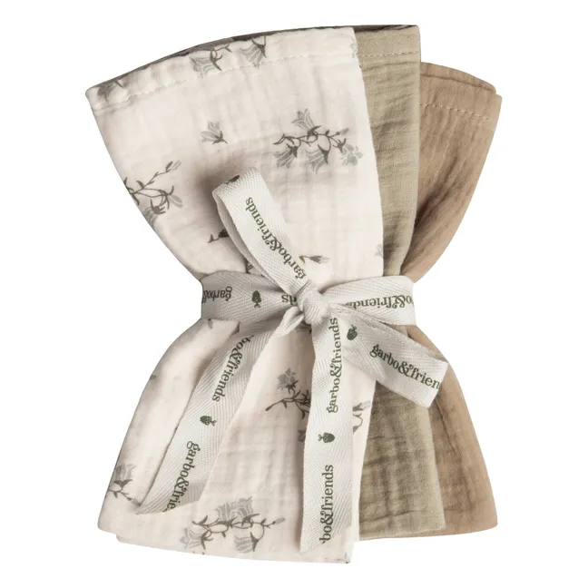Mantitas en gasa de algodón Bluebell - Set de 3 | Crema