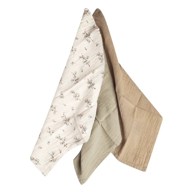 Mantitas en gasa de algodón Bluebell - Set de 3 | Crema