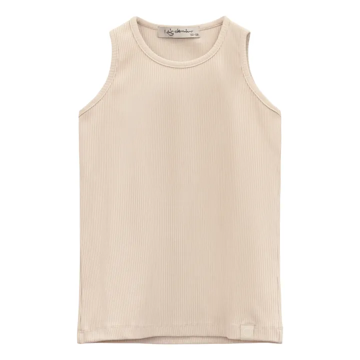 Cali Ribbed Organic Cotton Tank Top | Beige- Product image n°0