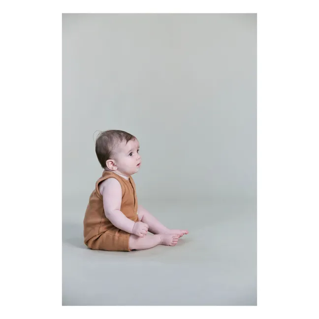 Remo Organic Cotton Waffle Jumpsuit | Camel