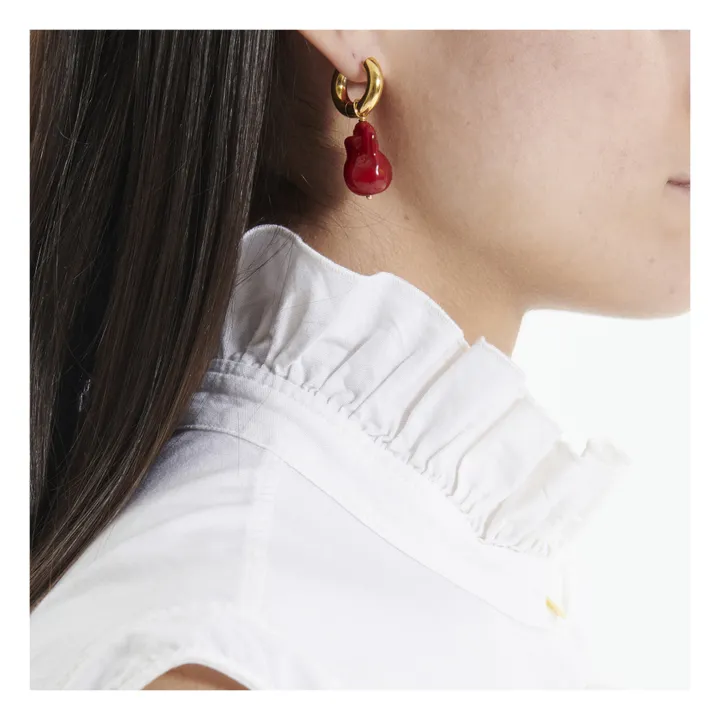 Ohrringe asymmetrisch Zweifarbige Perlen | Rot- Produktbild Nr. 3