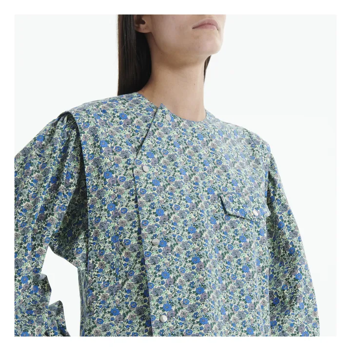 Topaz Popeline Bluse mit Blumenprint | Blau- Produktbild Nr. 9