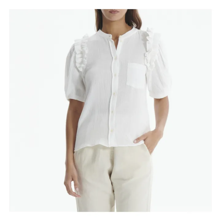 Harriet Gaze-Bluse aus Baumwolle | Weiß- Produktbild Nr. 7