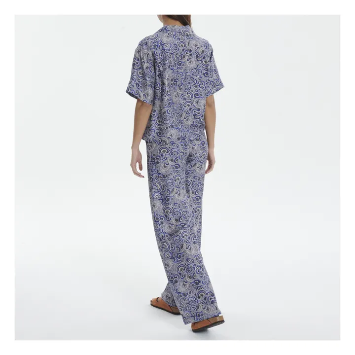 Alabama Silk Twill Print Trousers | Blue- Product image n°6