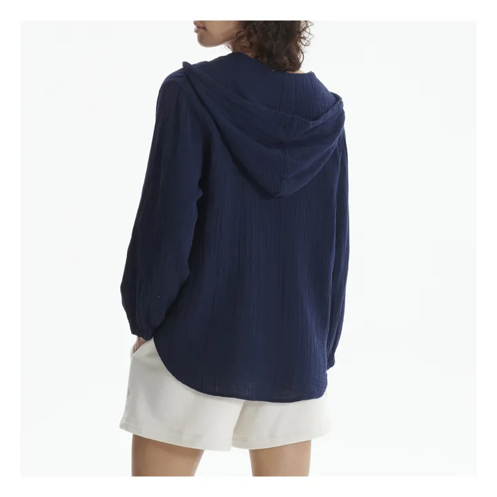 Bluse mit Kapuze Baumwollgaze | Navy- Produktbild Nr. 2