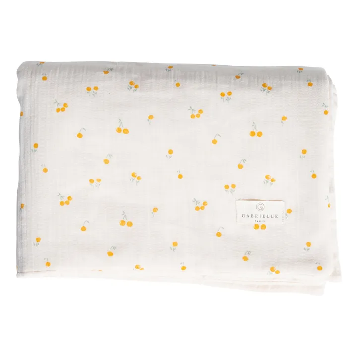 Blossom Quilted Organic Cotton Blanket | Saffron- Product image n°0