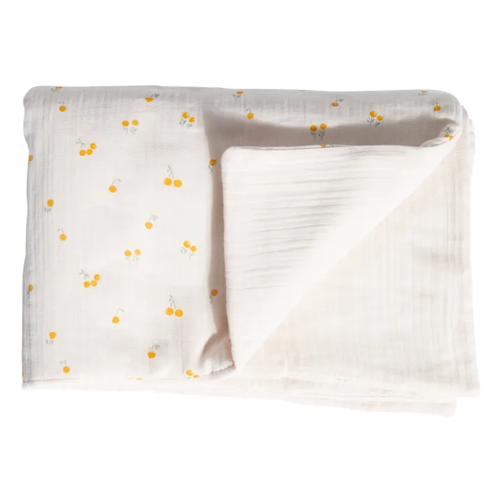 Blossom Quilted Organic Cotton Blanket | Saffron- Product image n°1
