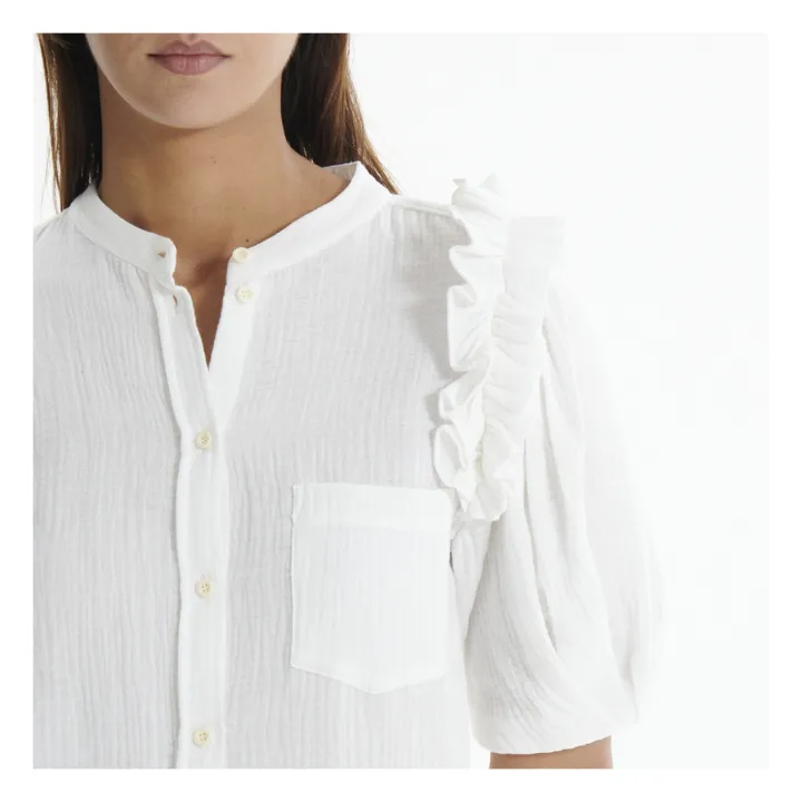 Harriet Gaze-Bluse aus Baumwolle | Weiß- Produktbild Nr. 6