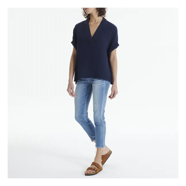 Top Avery Gaze de Coton | Bleu marine