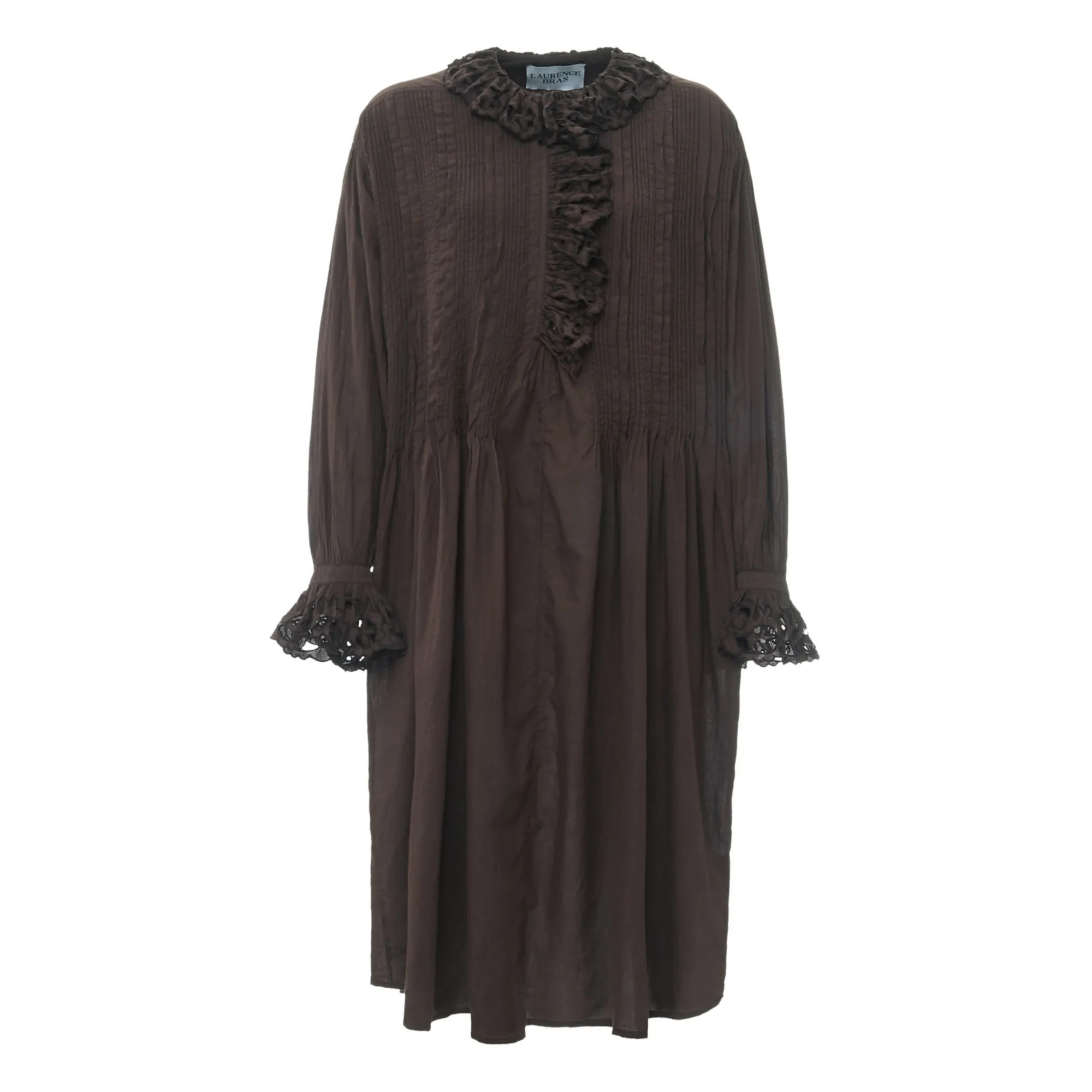 Laurence Bras Brown Cotton Voile Poem Maxi Dress