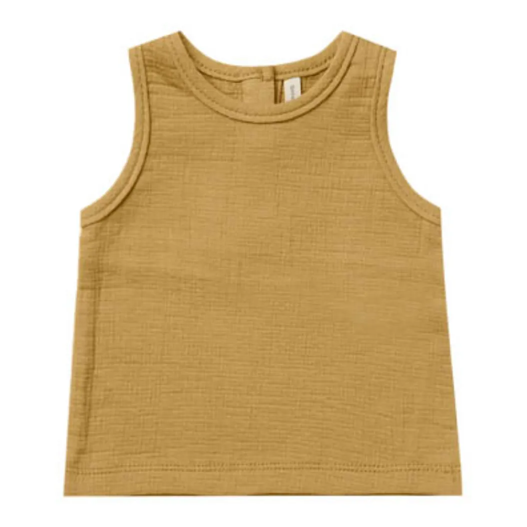 Quincy Mae Ochre Organic Cotton Muslin Tank Top