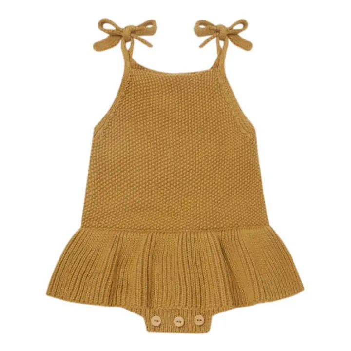 Knitted Organic Cotton Romper | Ochre- Product image n°0