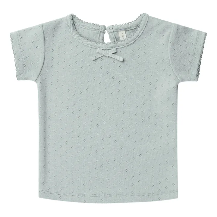 Organic Cotton Pointelle T-shirt | Light blue- Product image n°0