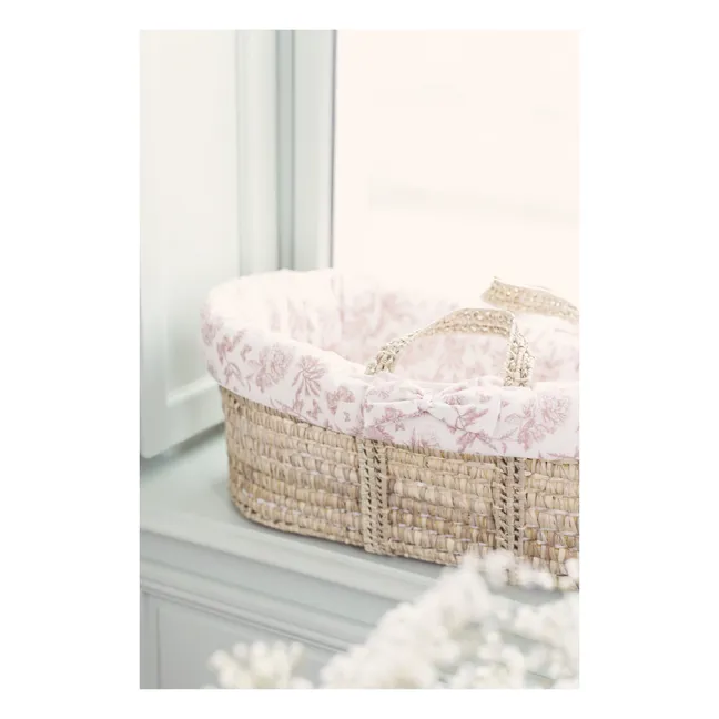 Babykorb aus handgeflochtenen Palmblättern. | Rosa