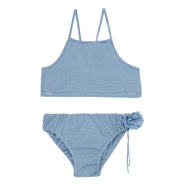 Gestreifte Bikini Jersey Lurex | Blau- Produktbild Nr. 0