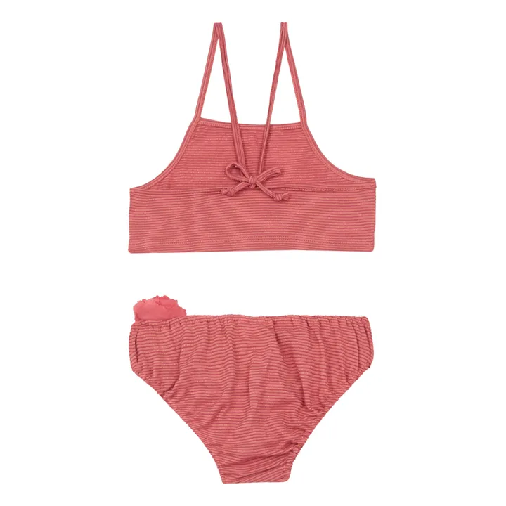 Gestreifte Bikini Jersey Lurex | Rosa- Produktbild Nr. 1