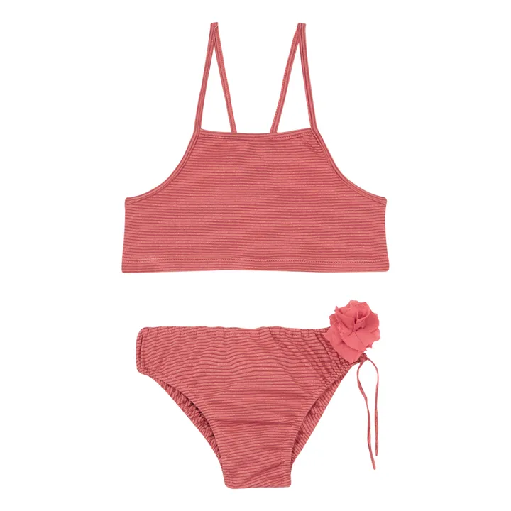 Gestreifte Bikini Jersey Lurex | Rosa- Produktbild Nr. 0