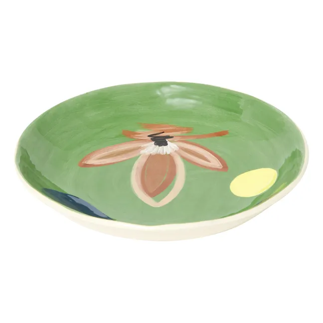 Assiette Daphné fleurs creuse en céramique | Vert