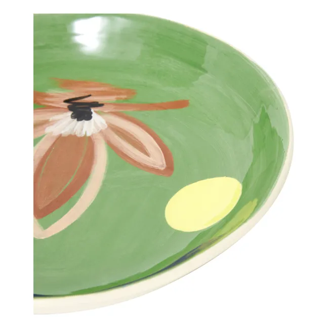 Assiette Daphné fleurs creuse en céramique | Vert