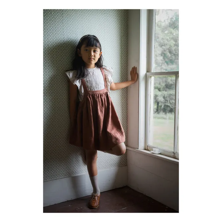 Soor Ploom Robe Tablier Lin Eloise Vieux Rose Smallable