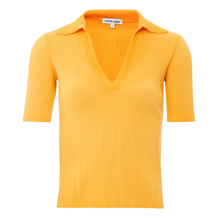Ibiza Ribbed Polo Top | Yellow- Product image n°0