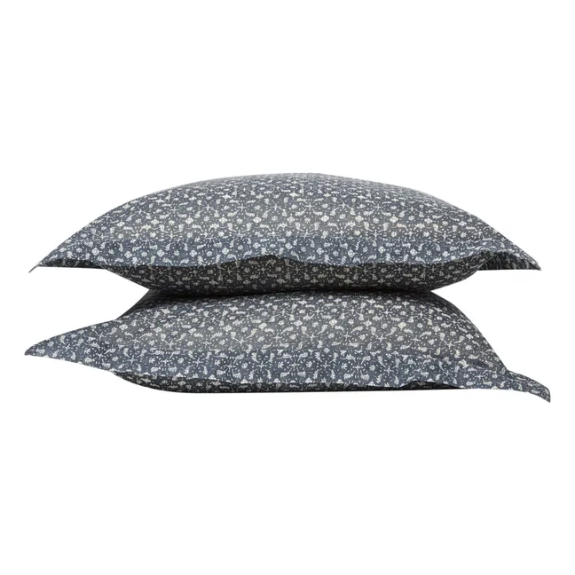 Taie d'oreiller Marge en coton tissé main - Set de 2 | Bleu gris