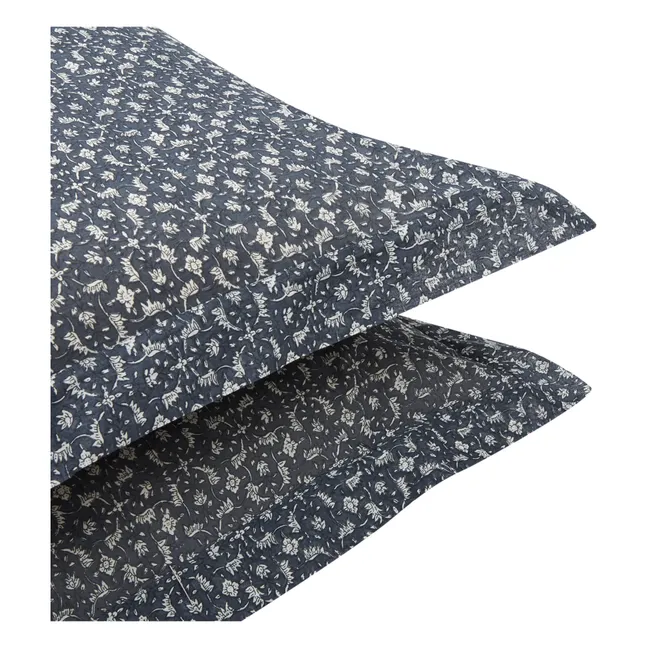 Taie d'oreiller Marge en coton tissé main - Set de 2 | Bleu gris