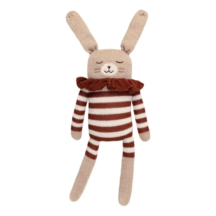 Large Soft Toy Bunny in a Striped Romper | Siena- Product image n°0