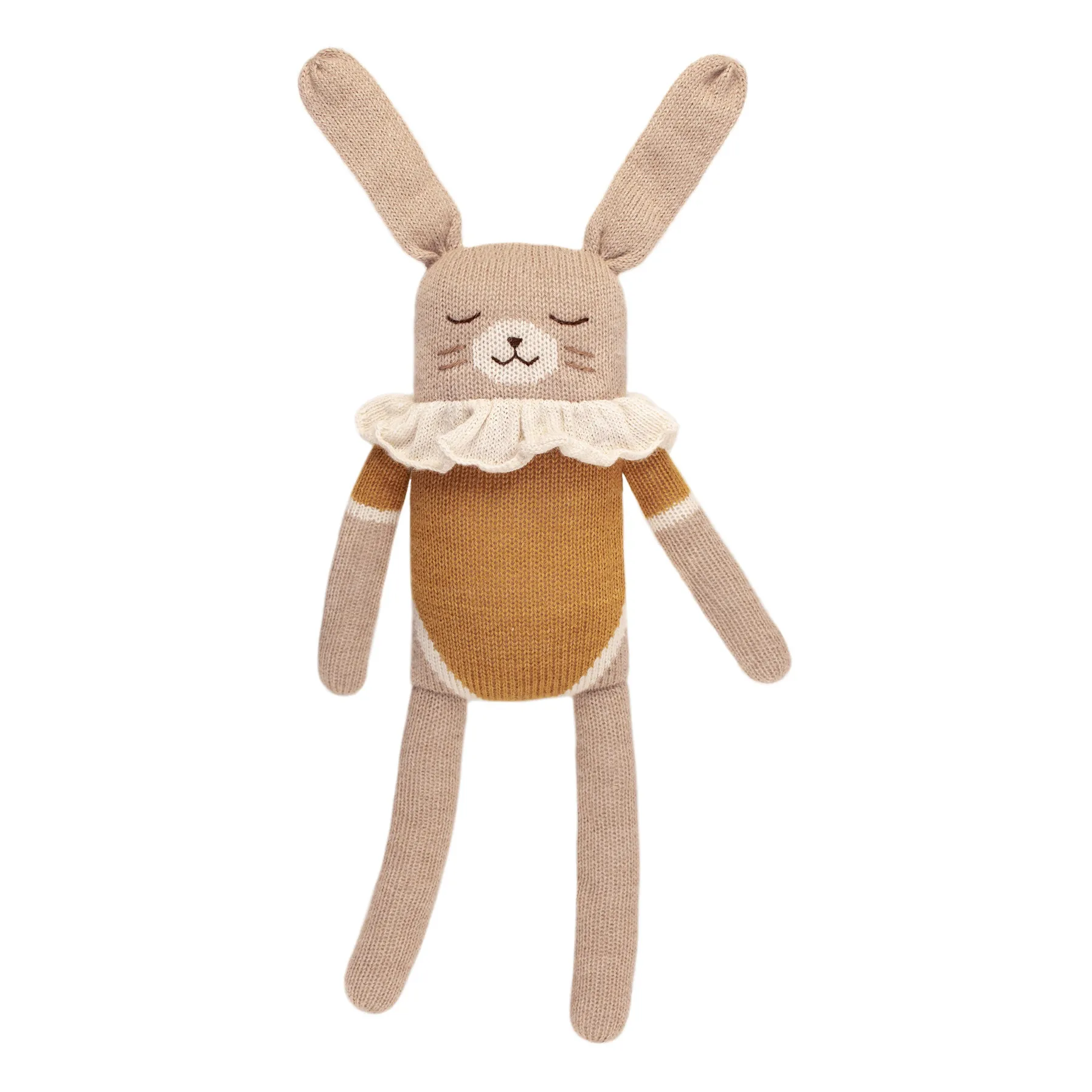 Main Sauvage Ochre Grand Doudou Lapin Barboteuse