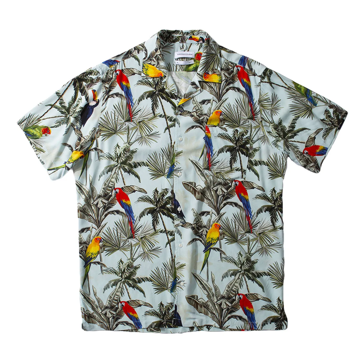 Edmmond Studios Light Blue Parrot Short Sleeve Shirt