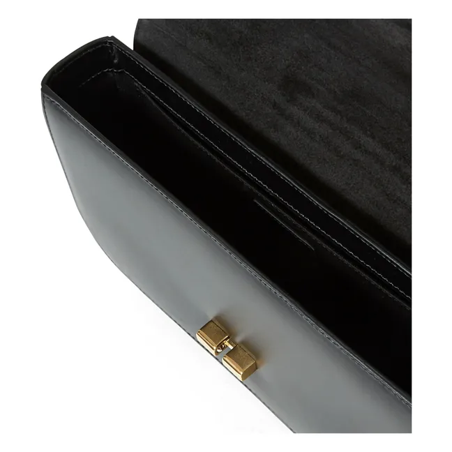 Grace Smooth Leather Baguette Bag | Black