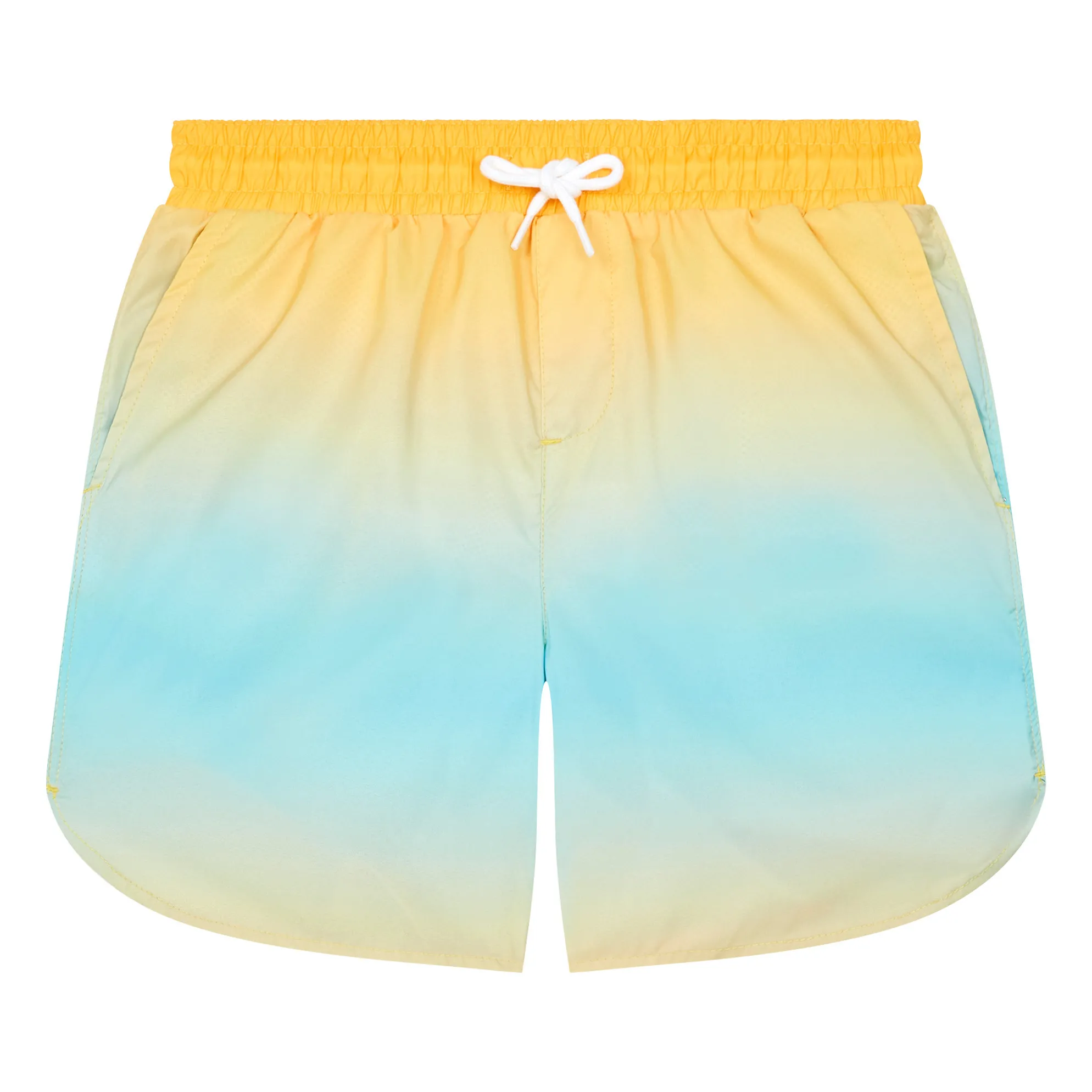 Hundred Pieces Yellow Mid-Length Swim Trunks