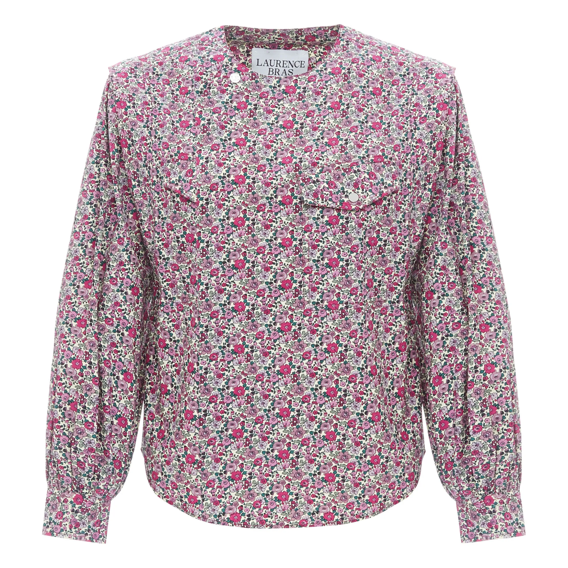 Laurence Bras Pink Topaz Floral Print Poplin Blouse