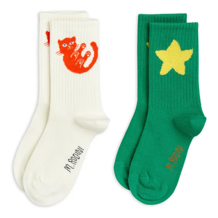 Cat Socks - Set of 2 | Green- Product image n°0