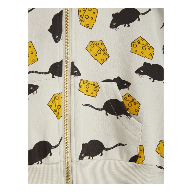 Kapuzen-Sweatshirt Maus aus Bio-Baumwolle | Hellgrau