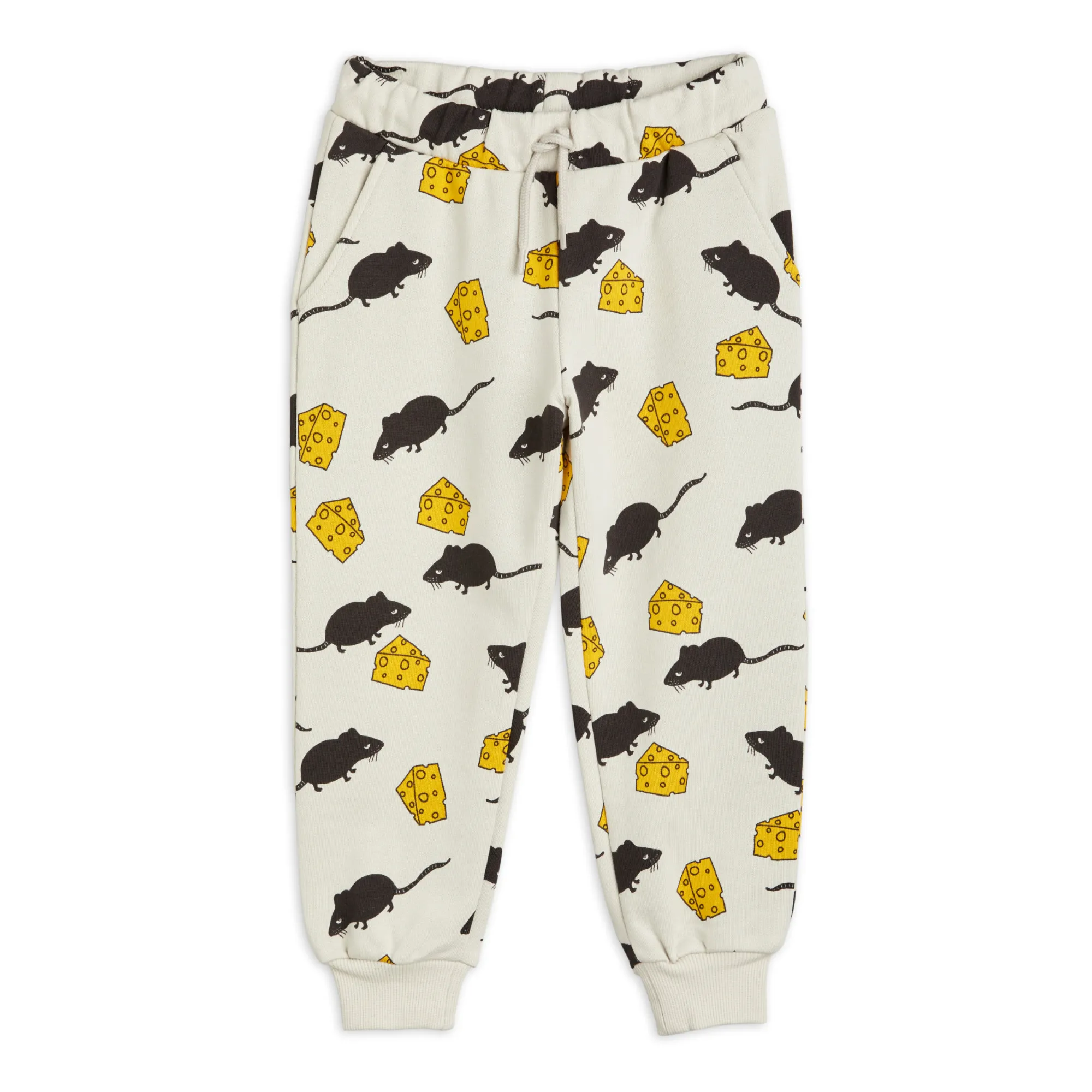 Mini Rodini Light Grey Organic Cotton Mouse Joggers