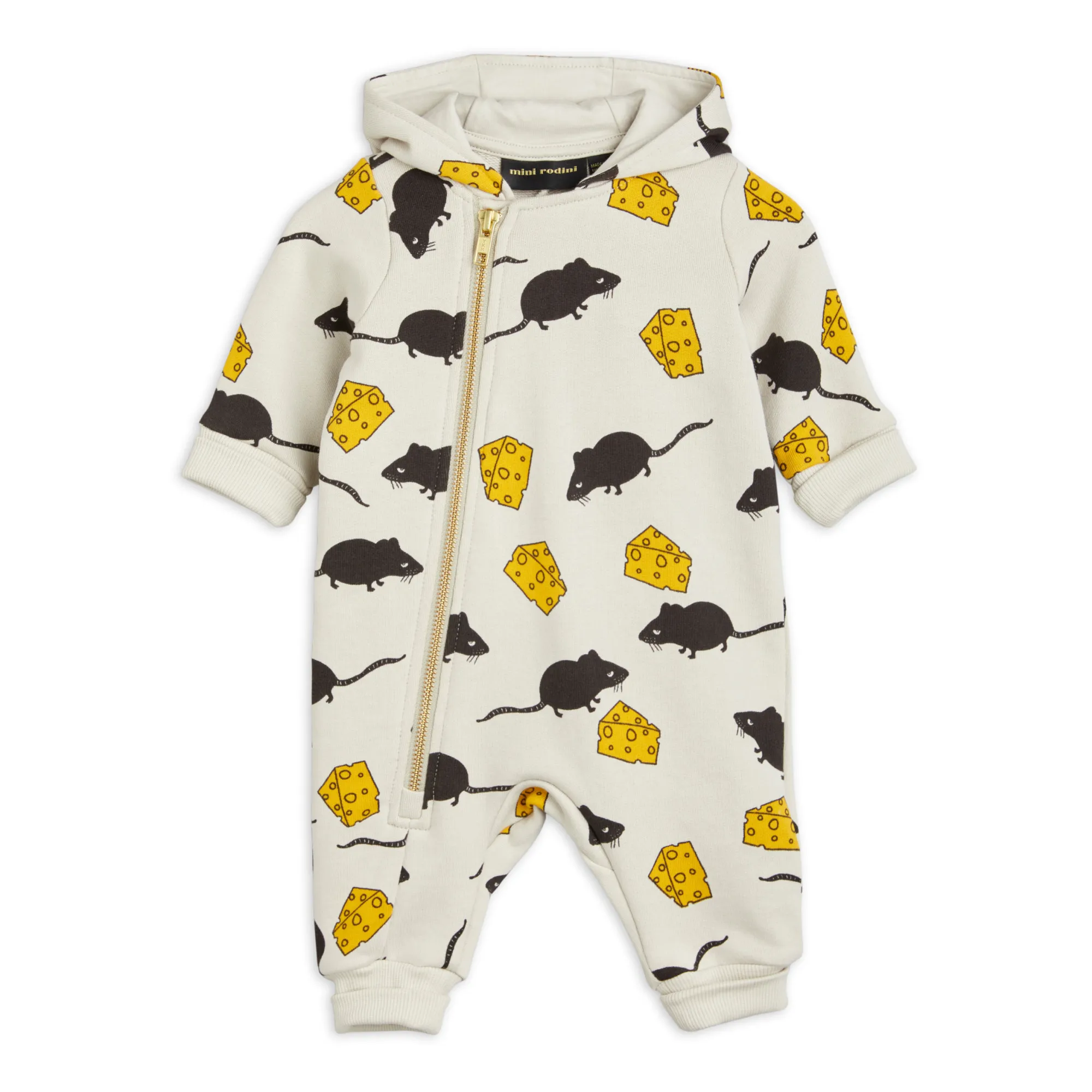 Mini Rodini Light Grey Organic Cotton Mouse Jumpsuit