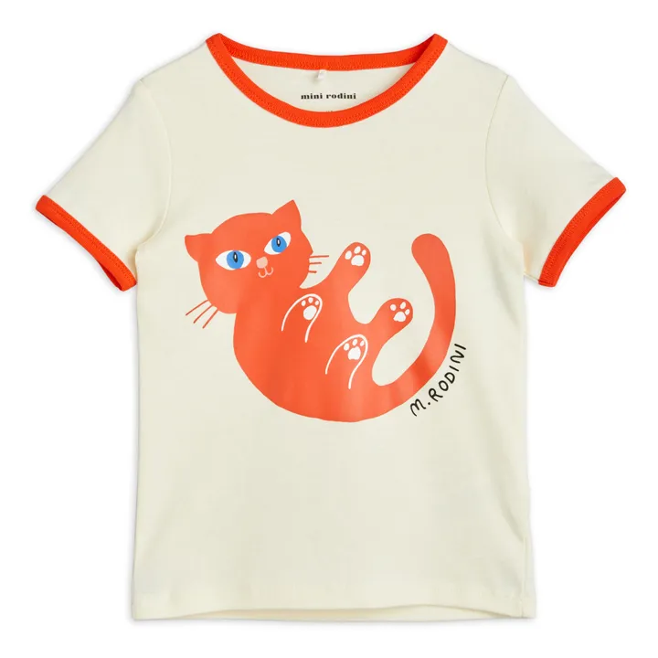 Camiseta de algodón orgánico con logotipo de gato | Rojo- Imagen del producto n°0