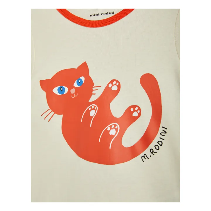 Camiseta de algodón orgánico con logotipo de gato | Rojo- Imagen del producto n°1