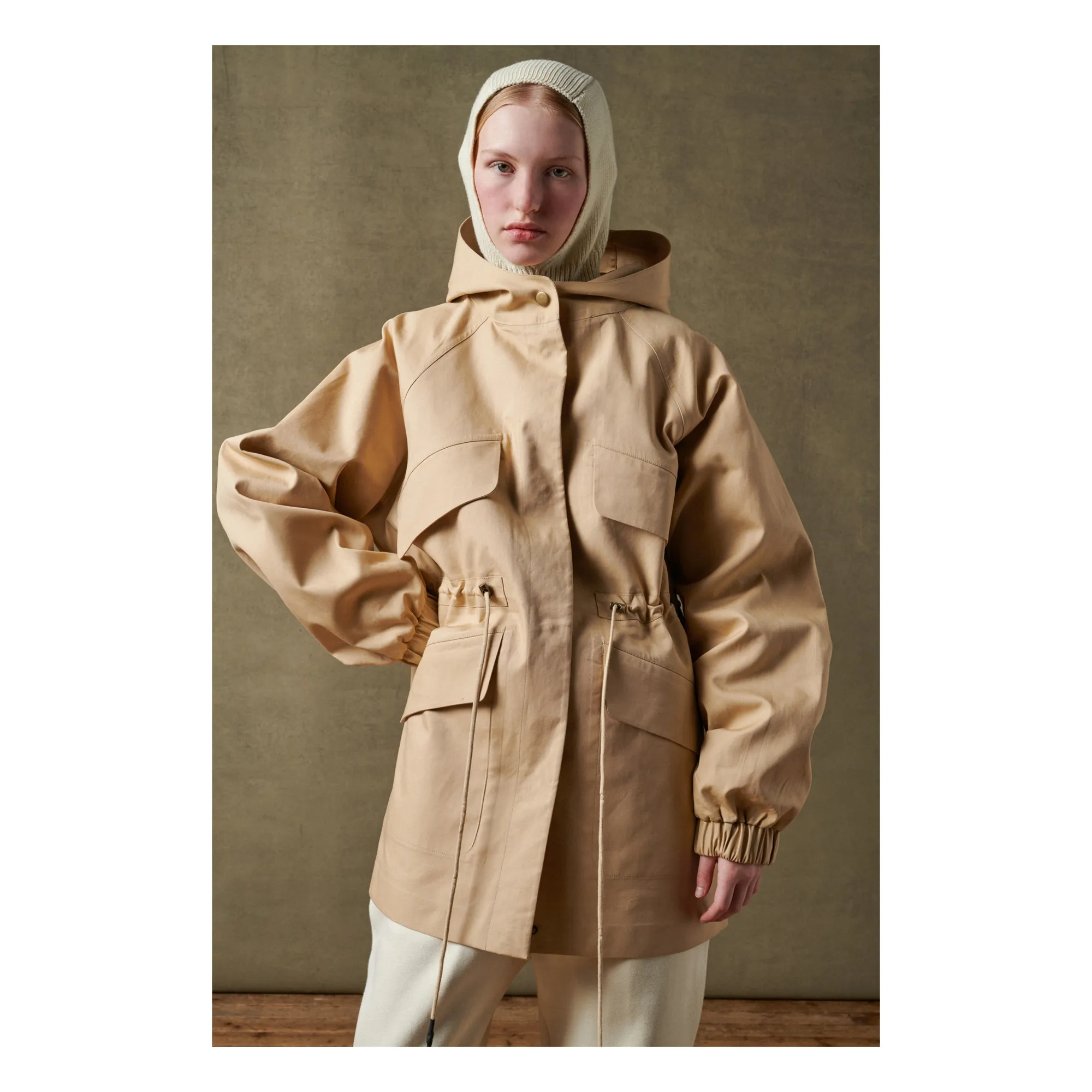 Seattle Oiled Cotton Water Repellant Parka | Beige- Product image n°1