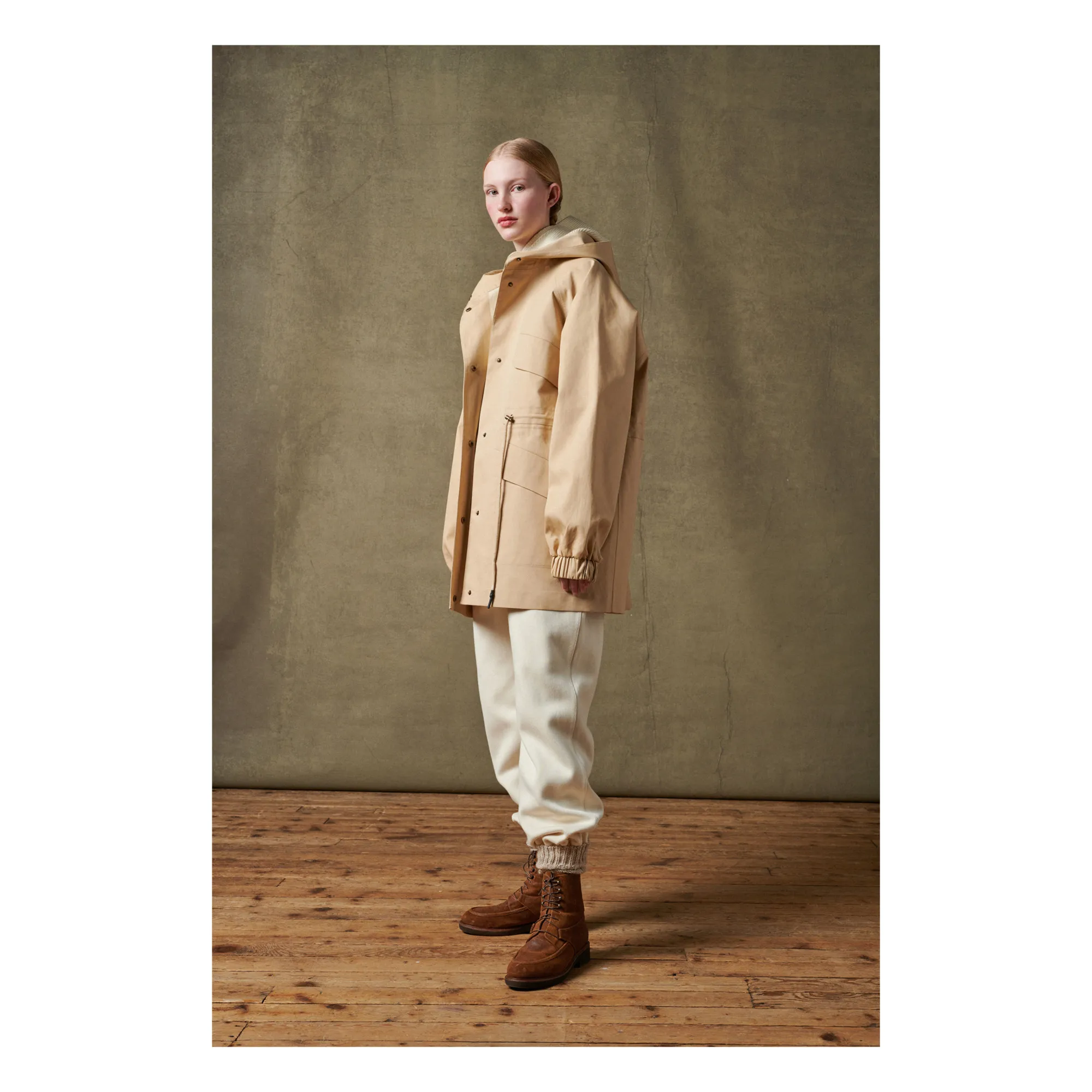 Seattle Oiled Cotton Water Repellant Parka | Beige- Product image n°3