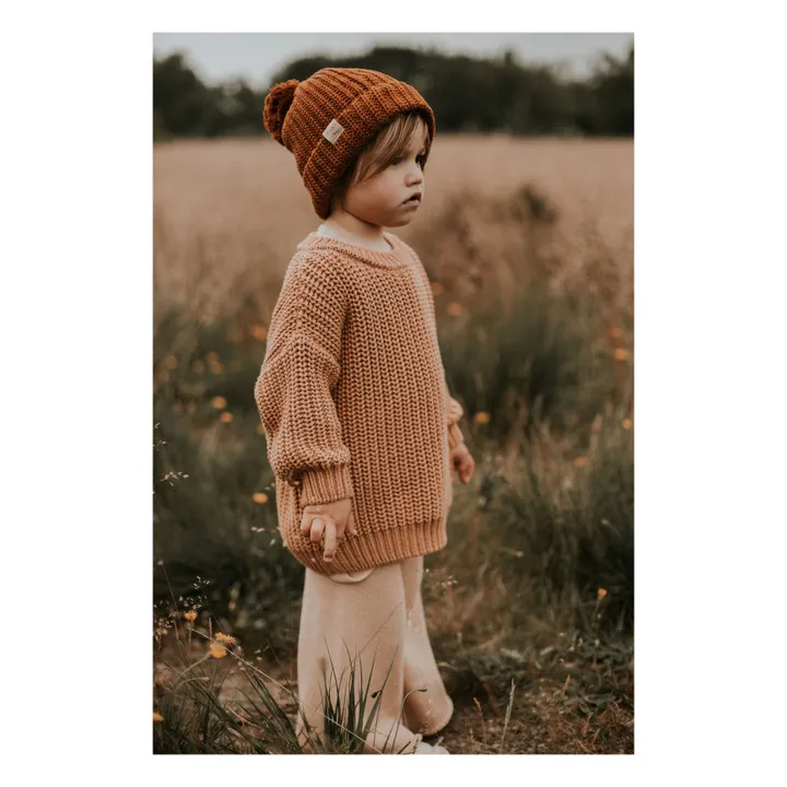 Bonnet Tricot Coton Bio | Marron- Image produit n°2