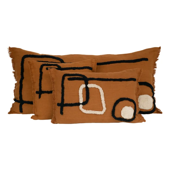 Kissenbezug aus gewaschenem Leinen Tikri | Karamel- Produktbild Nr. 0